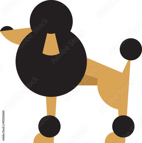 Poodle or Pudel as Water Dog Breed with Thick Wooly Coat Depicted in Flat Style