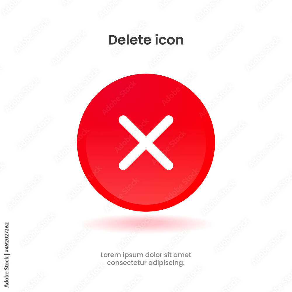 Fototapeta premium High quality trash icon, delete icon, cleaning, cross red vector icon on white background. Flat vector trash icon symbol sign from modern cleaning collection for mobile concept and web apps design. 