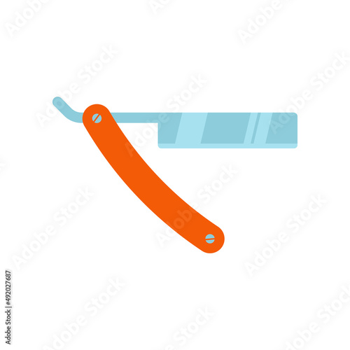 Shaving razor mockup set. Vector realistic illustration of straight razor with brown handle and color wet shave razors for men