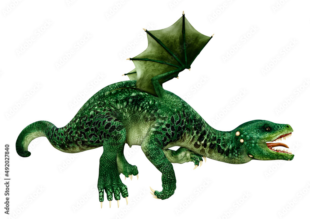 3D Rendering Fairy Tale Dragon on White 3D Rendering Fairy Tale Dragon on White