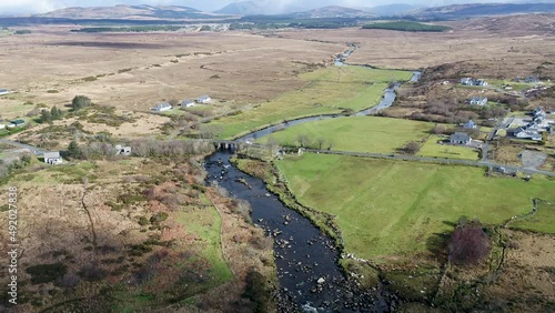 Aerial view of the mouth of the Owenea river by Ardara in County Donegal - Ireland photo