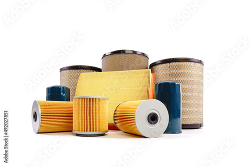 Auto parts accessories : Oil , fuel or air filter for engine car isolated on white background.. photo