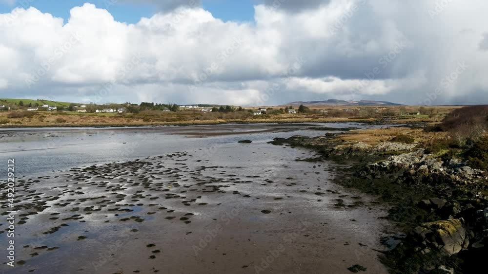 Aerial view of the mouth of the Owenea river by Ardara in County Donegal - Ireland Aerial view of the mouth of the Owenea river by Ardara in County Donegal - Ireland