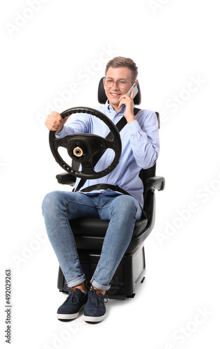 Man in car seat and with st...