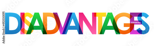 DISADVANTAGES colorful vector typography banner