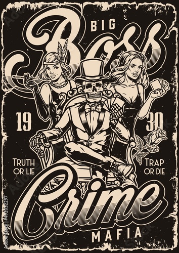 Criminal king monochrome vintage poster