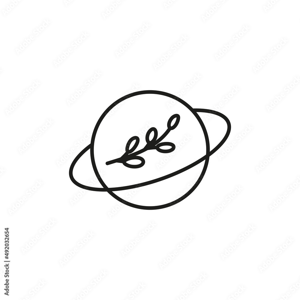 Hand drawn outline bohemian planet icon. Hand drawn outline bohemian planet icon.