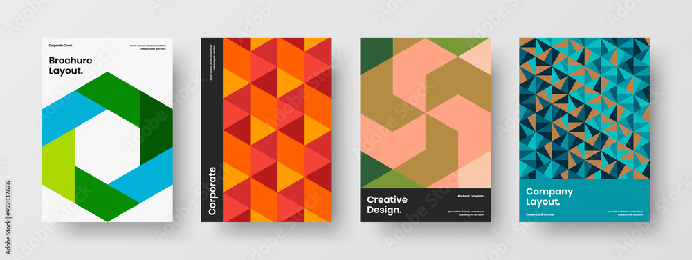 Original company identity vector design template bundle. Simple mosaic tiles booklet concept collection.