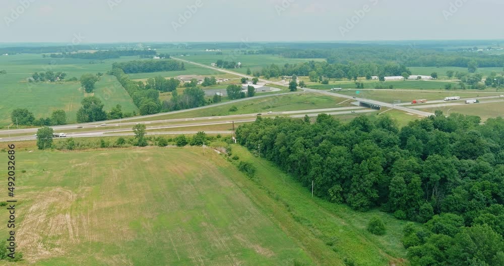 Panorama aerial view of highway road of transport junction from the height drone
