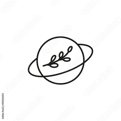 Hand drawn outline bohemian planet icon.