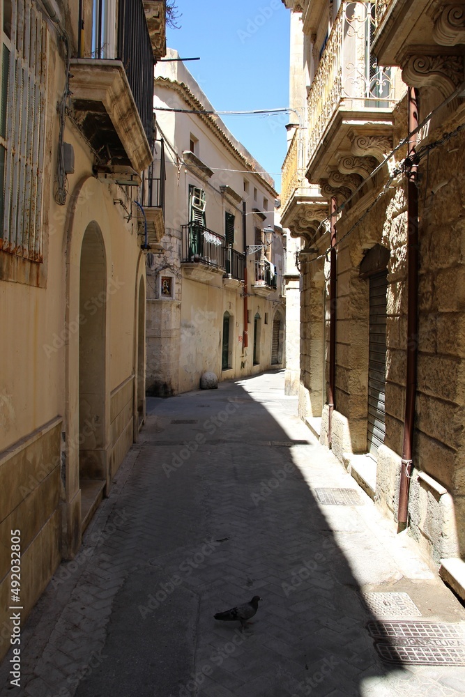 Italy, Sicily: Small Street in Syracuse Ortigia.
