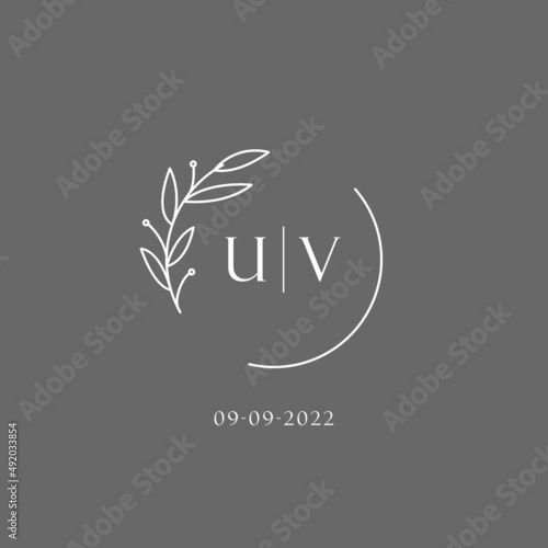 Letter UV wedding monogram logo design ideas
