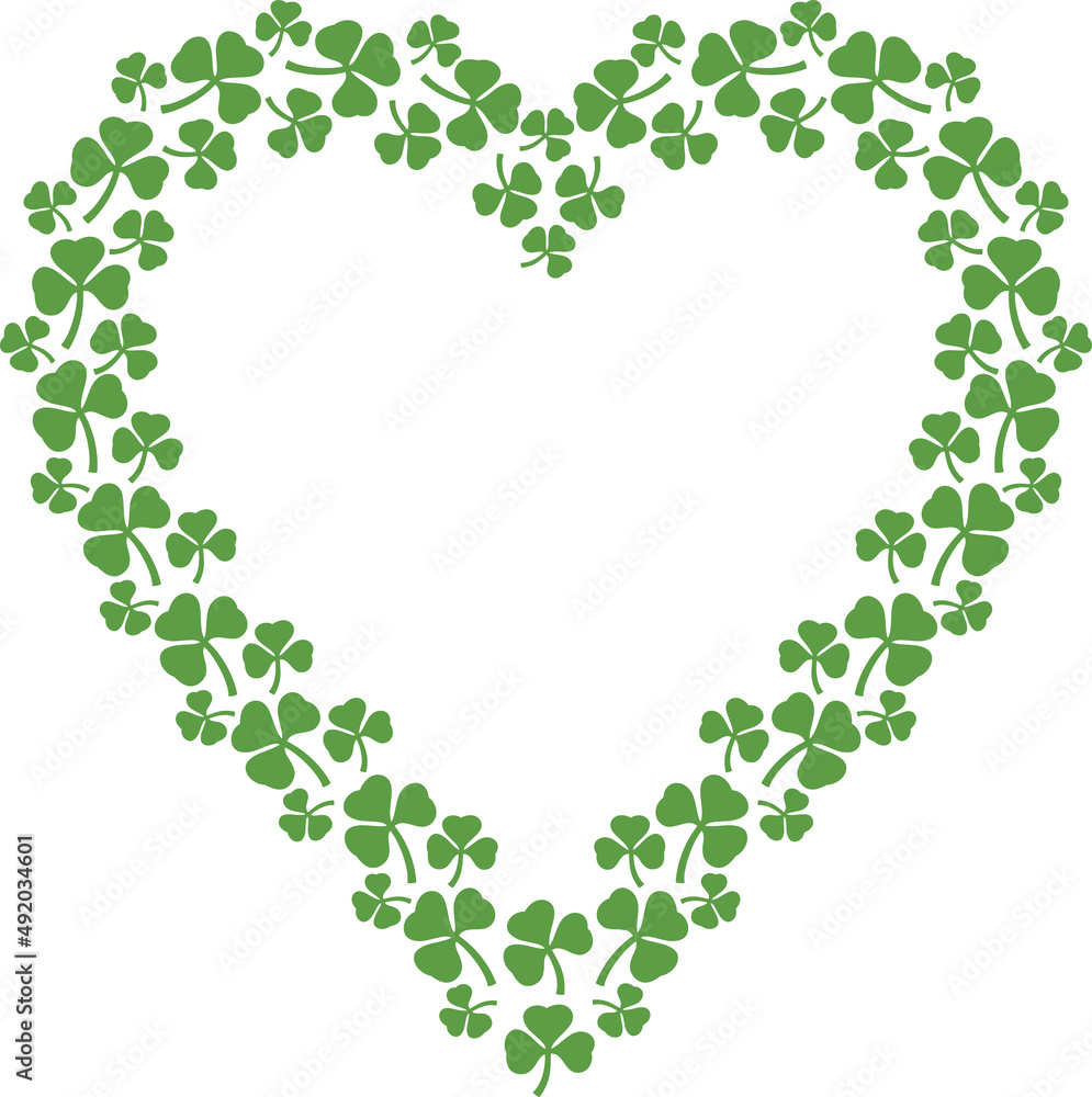 Clover heart. Shamrock icon. St Patrick's Day design. Clover heart. Shamrock icon. St Patrick's Day design.