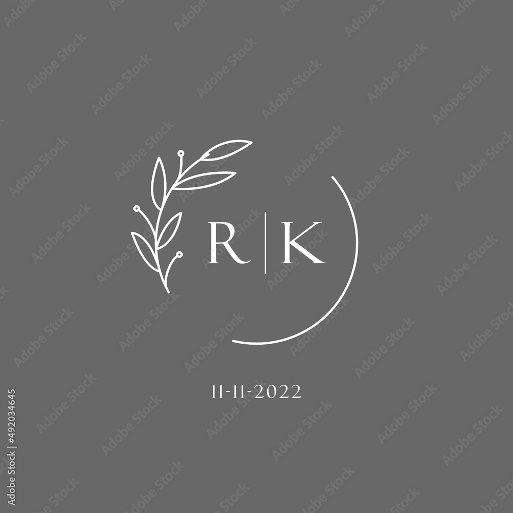 Letter RK wedding monogram logo design ideas Stock Vector | Adobe Stock