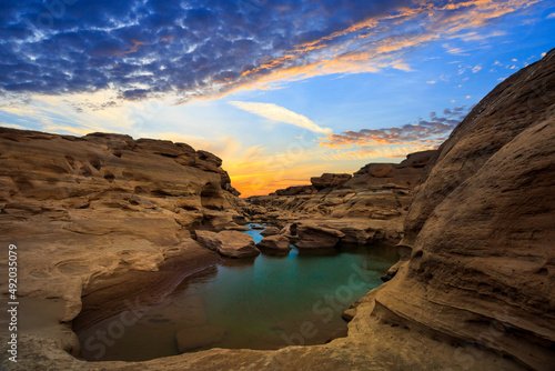 Grand Canyon in Thailand, Natural of rock canyon in Mekhong River, Hat Chom Dao or Chomdao Beach and Kaeng Hin Ngam in Ubon Ratchathani province, Thailand.