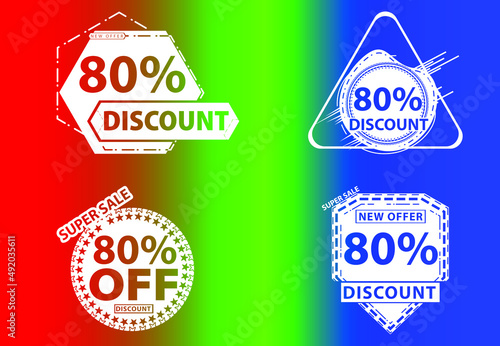 80 percent off new offer logo and icon design template