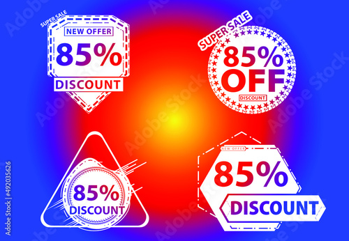 85 percent off new offer logo and icon design template