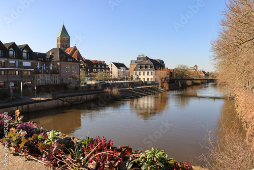 Rheine; Altstadtpanorama von der Emsbrücke