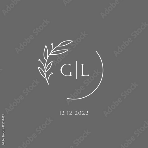 Letter GL wedding monogram logo design ideas