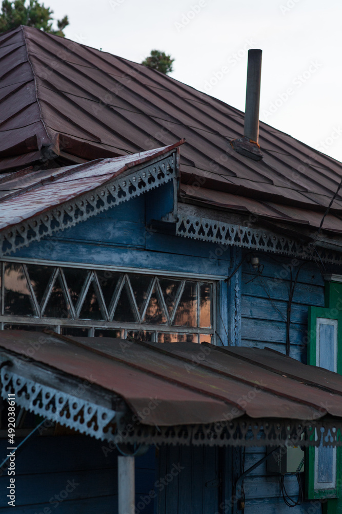 old village roof at sunset old village roof at sunset