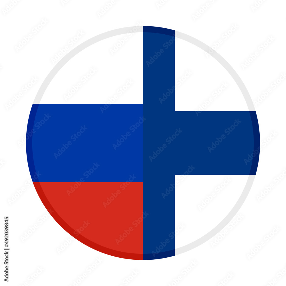 Obraz premium round icon with russia and finland flags. vector illustration isolated on white background