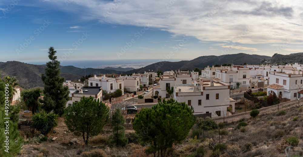 Fototapeta premium view of the idyllic whitewashed Andalusian village of Enix in the backcountry of Almeria Province