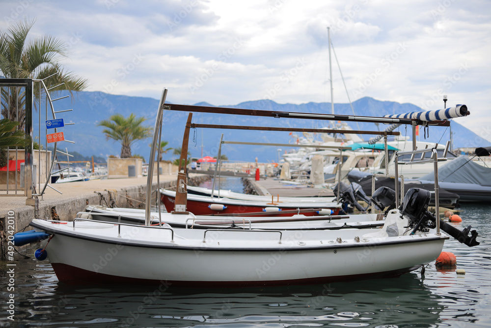 Boat moored in the Dukley Marina in Budva Boat moored in the Dukley Marina in Budva