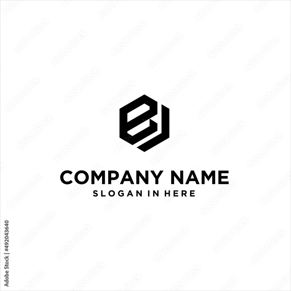 abstract geometric BJ letter logo design vector