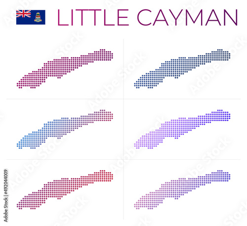 Little Cayman dotted map set. Map of Little Cayman in a dotted style with borders filled with beautiful smooth gradient circles. Artistic vector illustration.