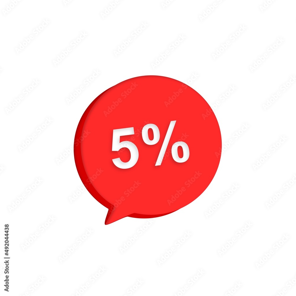 3D discount number on speech bubble. Offer sale discount label design. Discount tags collection with percent. Vector illustration percent sale promotion tag for banner, sticker, tag, badge template. 3D discount number on speech bubble. Offer sale discount label design. Discount tags collection with percent. Vector illustration percent sale promotion tag for banner, sticker, tag, badge template.