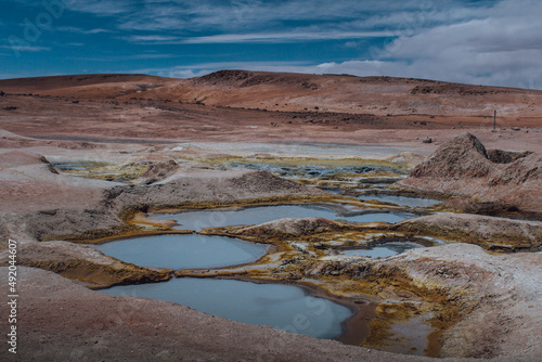 Termas de Polques in the Chalviri Salt Flat in the Bolivian highlands 