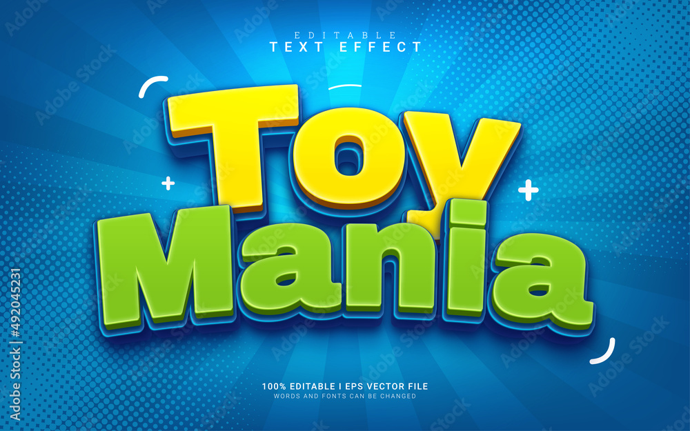 Foto toy mania cartoon 3d style text effect