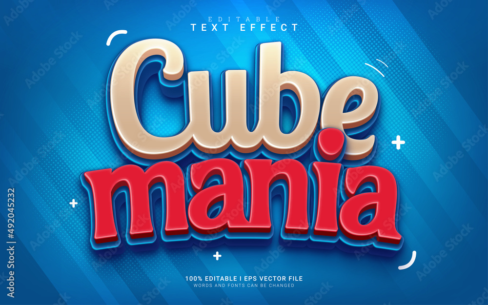Foto cube mania cartoon 3d stye text effect
