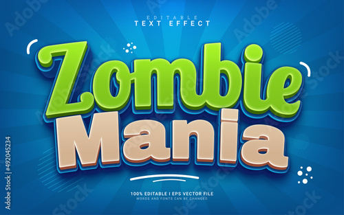 zombie mania cartoon 3d style text effect