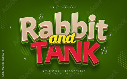rabbit and tank cartoon style text effect