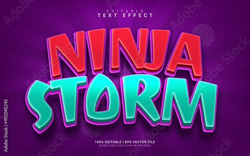 ninja storm cartoon 3d style text effect