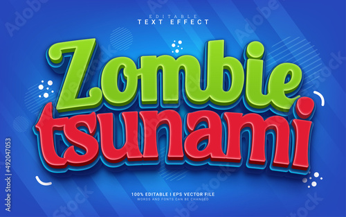 zombie tsunami cartoon 3d style text effect for game