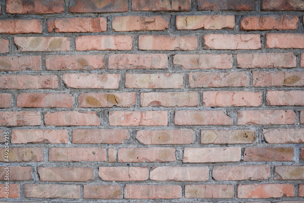 Obraz premium Red grunge brick wall, abstract background . Close up