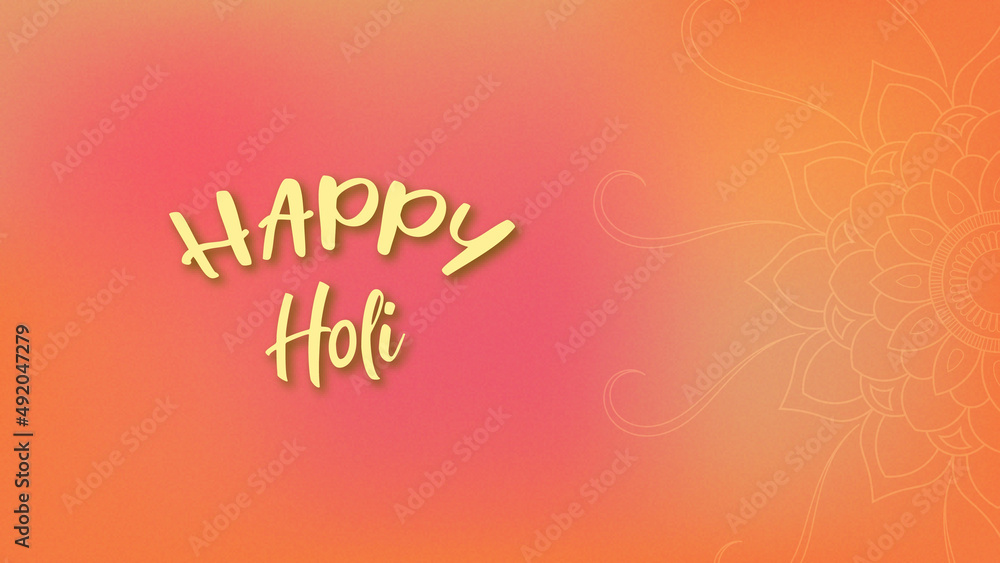 Happy Holi festival design. Colorful festival banner design. Happy Holi card crystals on paper color. Colorful gradient yellow and light color background of Holi poster.