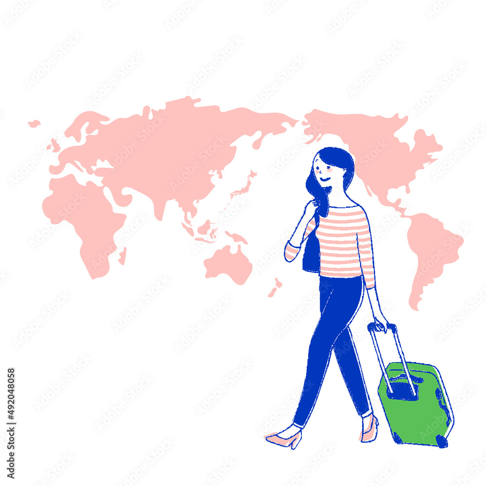 旅行する女性と世界地図
旅行する女性と世界地図