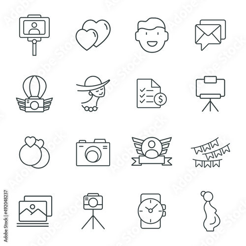 Photographer, photography icons set . Photographer, photography pack symbol vector elements for infographic web