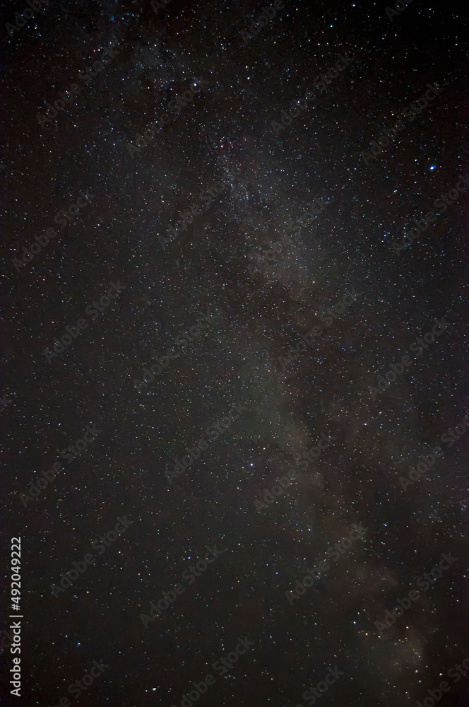 Starry sky and milky way, astrophotography. Night sky with bright stars