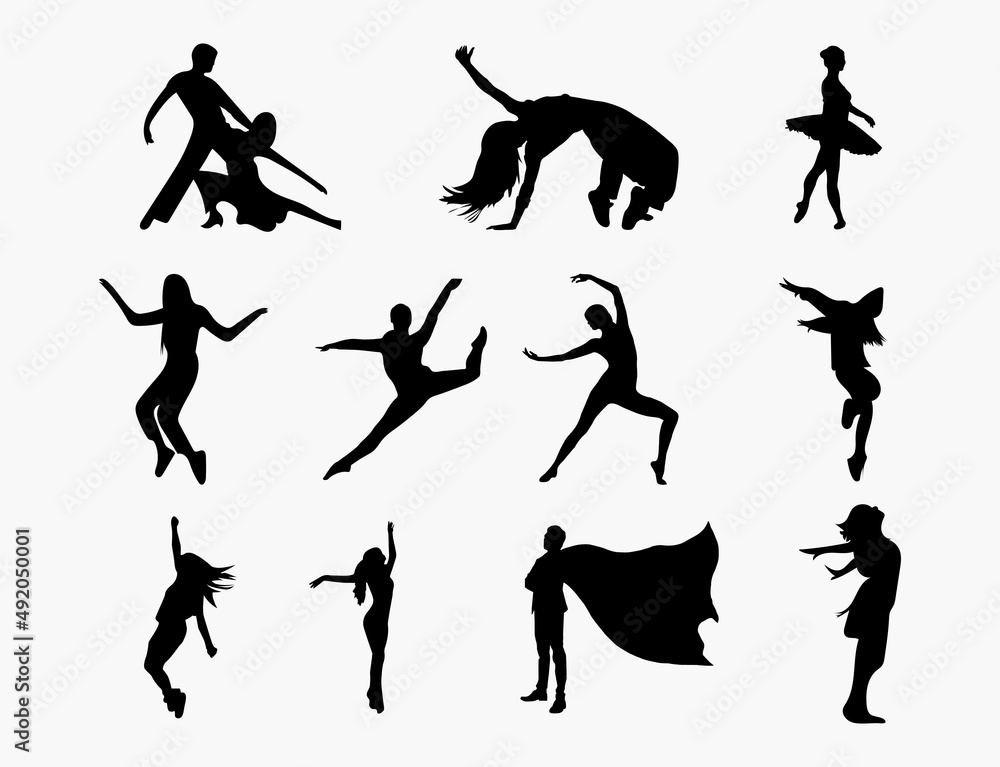 Dancer Silhouette Set, Dance Vector Silhouette Dancer Silhouette Set, Dance Vector Silhouette