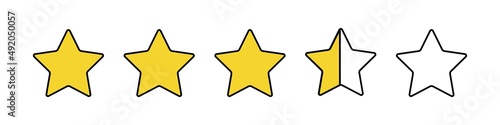 Star rating icon. Clients opinion about the quality of our services symbol. Sign evalution vector.