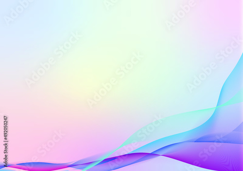 Abstract wave vector color smooth flow curve illustration. Very beautiful iridescent wallpaper. Rainbow background. Trendy wallpaper, bright pastel colors.