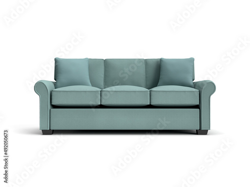 3d render green sofa on a white background furniture sale