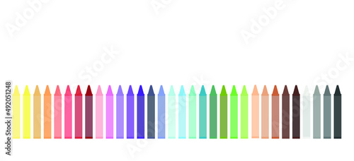 set of pencils. colored wax crayons are in a row by color. vector illustration, eps 10.