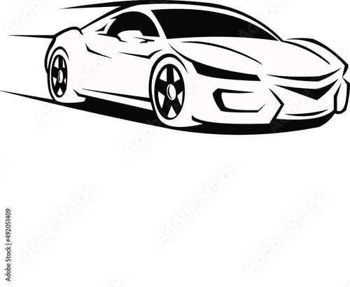 sports car in black and white