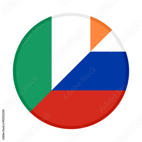 Free Download round icon with ireland and rusisa flags. vector illustration isolated on white background - GFXLoad