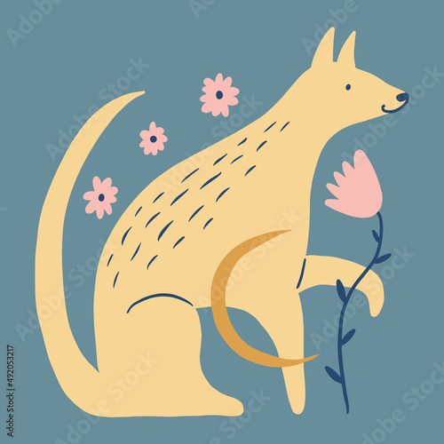 Vector clipart dog sticker. Dogs breed. EPS and JPG illustration. Funky doodle trendy print, colorful handdrawn childish cartoon art. Groovy fauve abstract collage decor elements in authors style.